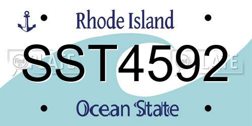 SST4592 Rhode Island License Plate