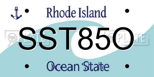 SST85O Rhode Island License Plate