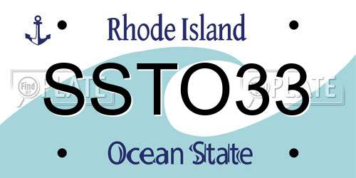 SSTO33 Rhode Island License Plate
