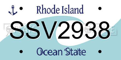 SSV2938 Rhode Island License Plate