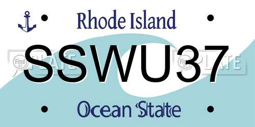 SSWU37 Rhode Island License Plate