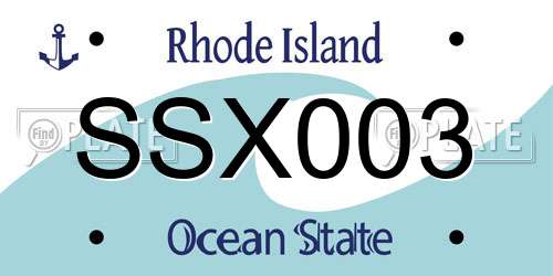 SSX003 Rhode Island License Plate