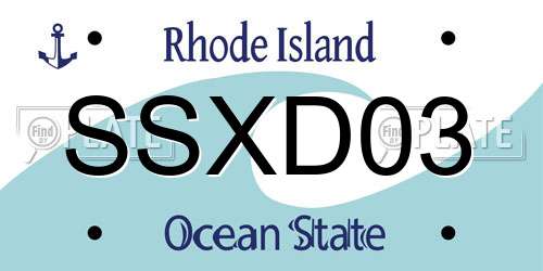 SSXD03 Rhode Island License Plate