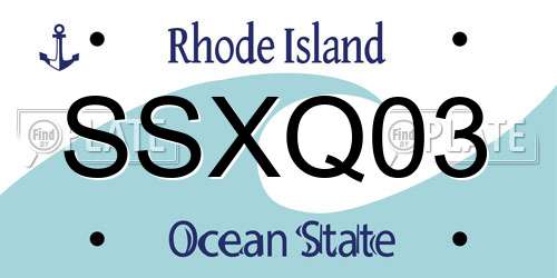 SSXQ03 Rhode Island License Plate