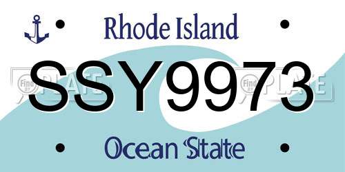 SSY9973 Rhode Island License Plate