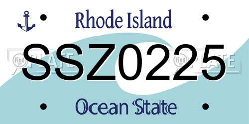 SSZ0225 Rhode Island License Plate