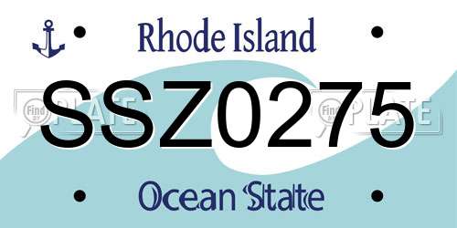 SSZ0275 Rhode Island License Plate