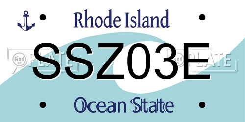 SSZ03E Rhode Island License Plate