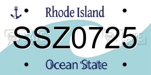 SSZ0725 Rhode Island License Plate