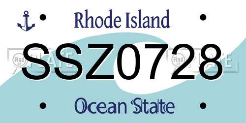 SSZ0728 Rhode Island License Plate