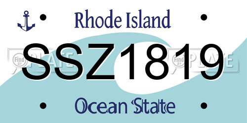 SSZ1819 Rhode Island License Plate