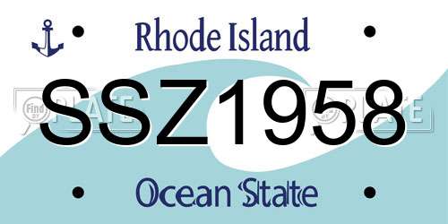 SSZ1958 Rhode Island License Plate