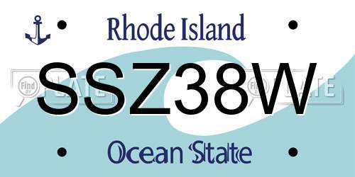 SSZ38W Rhode Island License Plate