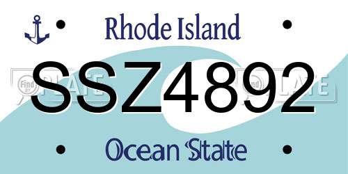 SSZ4892 Rhode Island License Plate