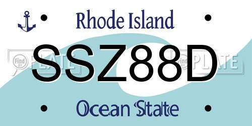 SSZ88D Rhode Island License Plate