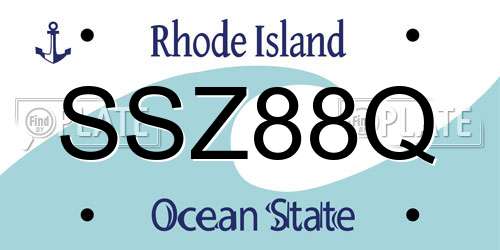 SSZ88Q Rhode Island License Plate