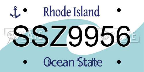 SSZ9956 Rhode Island License Plate