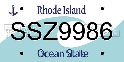 SSZ9986 Rhode Island License Plate