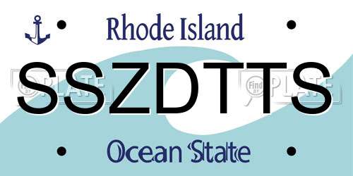 SSZDTTS Rhode Island License Plate