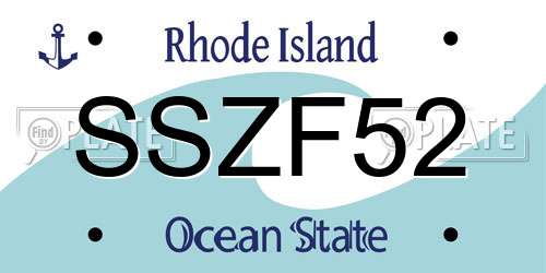 SSZF52 Rhode Island License Plate