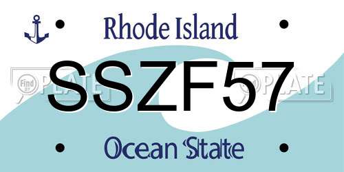 SSZF57 Rhode Island License Plate