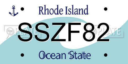 SSZF82 Rhode Island License Plate