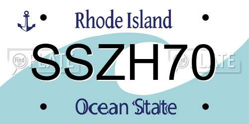SSZH70 Rhode Island License Plate