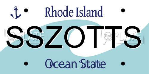 SSZOTTS Rhode Island License Plate
