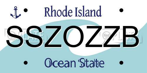 SSZOZZB Rhode Island License Plate