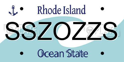 SSZOZZS Rhode Island License Plate