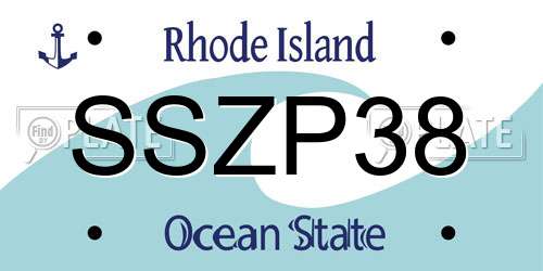 SSZP38 Rhode Island License Plate