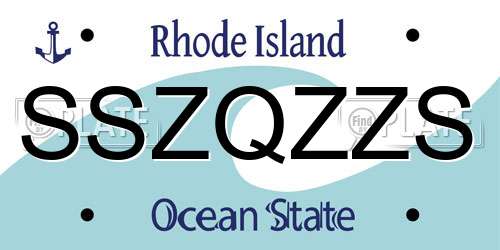 SSZQZZS Rhode Island License Plate