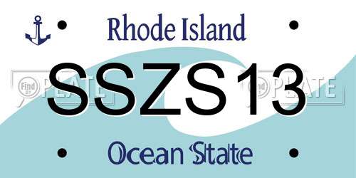 SSZS13 Rhode Island License Plate