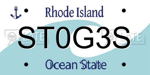 ST0G3S Rhode Island License Plate