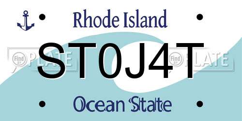 ST0J4T Rhode Island License Plate