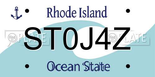 ST0J4Z Rhode Island License Plate
