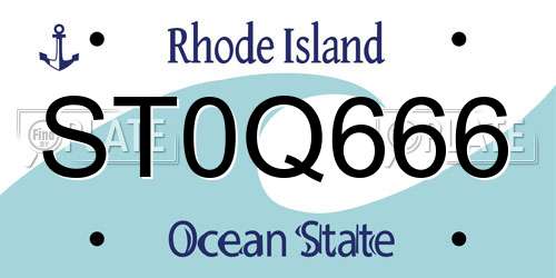 ST0Q666 Rhode Island License Plate