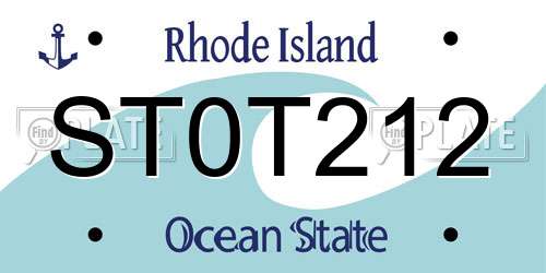 ST0T212 Rhode Island License Plate