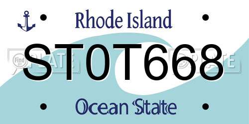 ST0T668 Rhode Island License Plate