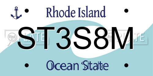 ST3S8M Rhode Island License Plate