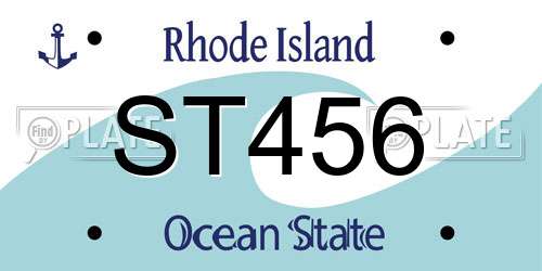 ST456 Rhode Island License Plate