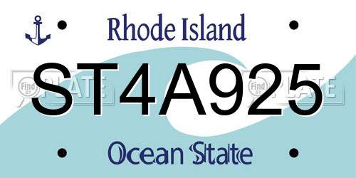 ST4A925 Rhode Island License Plate
