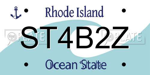 ST4B2Z Rhode Island License Plate