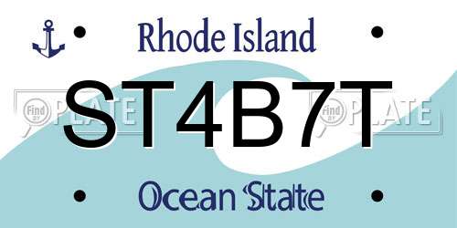 ST4B7T Rhode Island License Plate