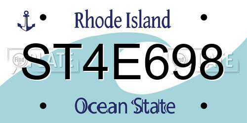 ST4E698 Rhode Island License Plate