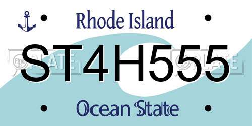 ST4H555 Rhode Island License Plate