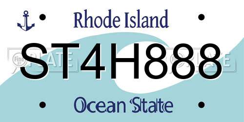 ST4H888 Rhode Island License Plate