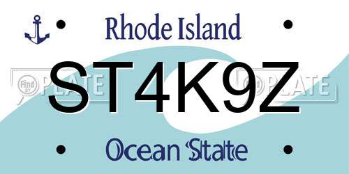ST4K9Z Rhode Island License Plate