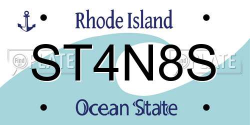 ST4N8S Rhode Island License Plate