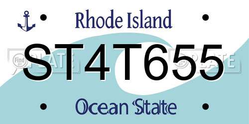 ST4T655 Rhode Island License Plate